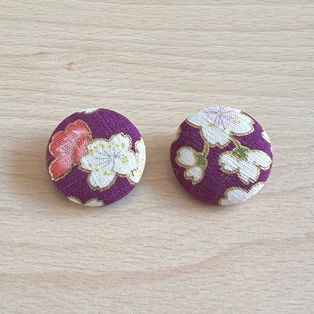 Button sakura paars roze